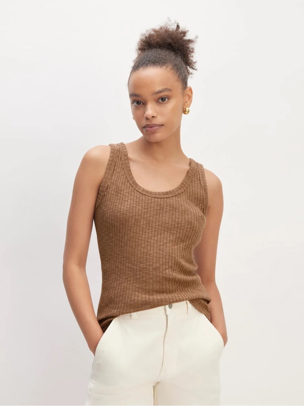 Everlane Cozy Rib Tank Top in Carob Brown